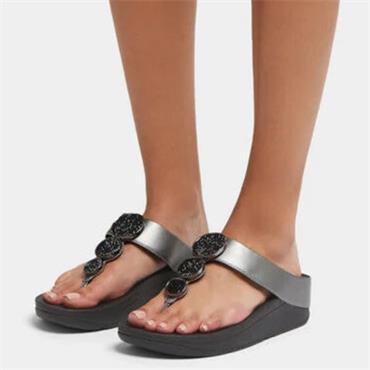 FIT FLOP WOMENS WEDGE STRAP SANDAL - PEWTER METALLIC
